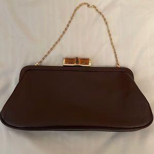 NEW Ann Taylor brown leather purse with gold chain.